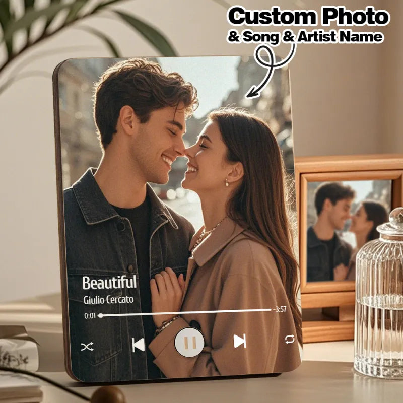Kişiye Özel Müzik Çalan Fotoğraf Çerçevesi | Telefon Bağlantısı Olmadan Müzik Çalar | Ahşap Tasarım Hediye