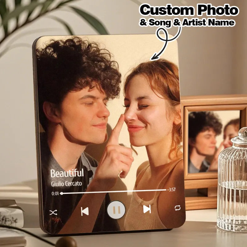 Kişiye Özel Müzik Çalan Fotoğraf Çerçevesi | Telefon Bağlantısı Olmadan Müzik Çalar | Ahşap Tasarım Hediye