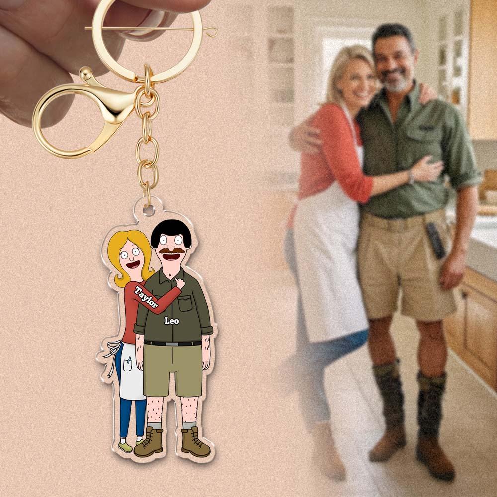 Kişiye Özel Karikatür Tarzı Fotoğraf Anahtarlık | Tek Taraflı Akrilik | Sevgiliye veya Arkadaşa Eğlenceli Hediye