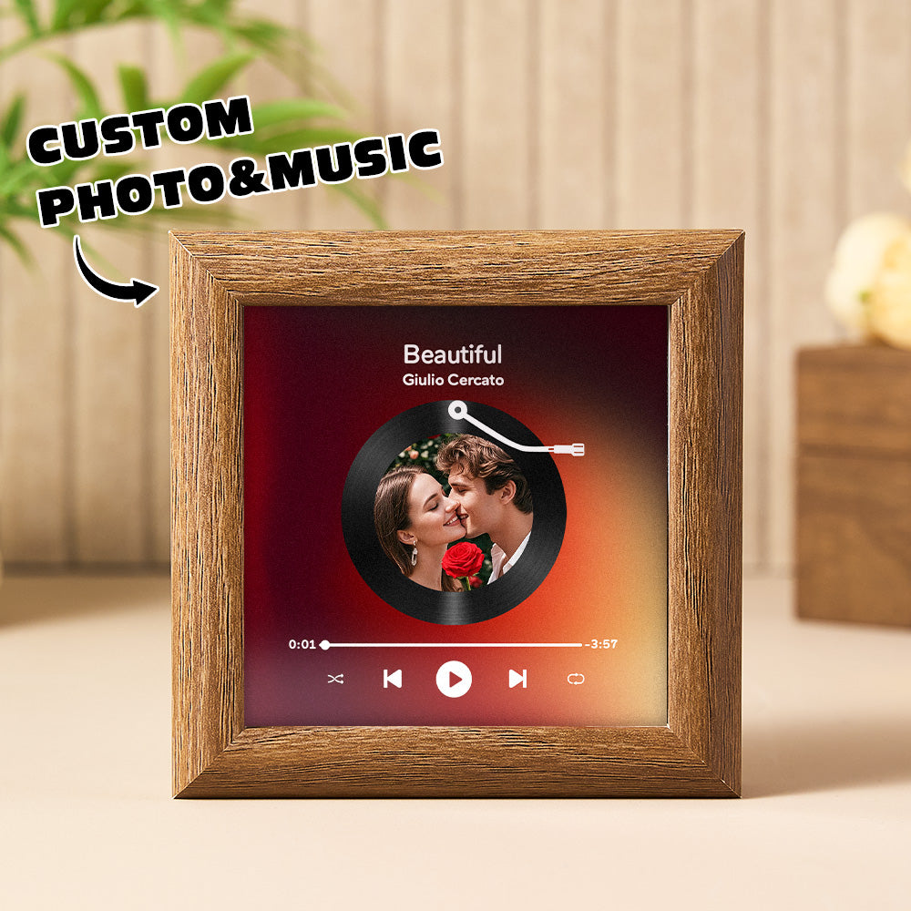 Kişiye Özel Ahşap Müzik Buzdolabı Magneti | Fotoğraf ve Şarkı Yükleme Özelliği