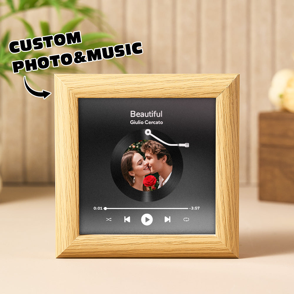 Kişiye Özel Ahşap Müzik Buzdolabı Magneti | Fotoğraf ve Şarkı Yükleme Özelliği