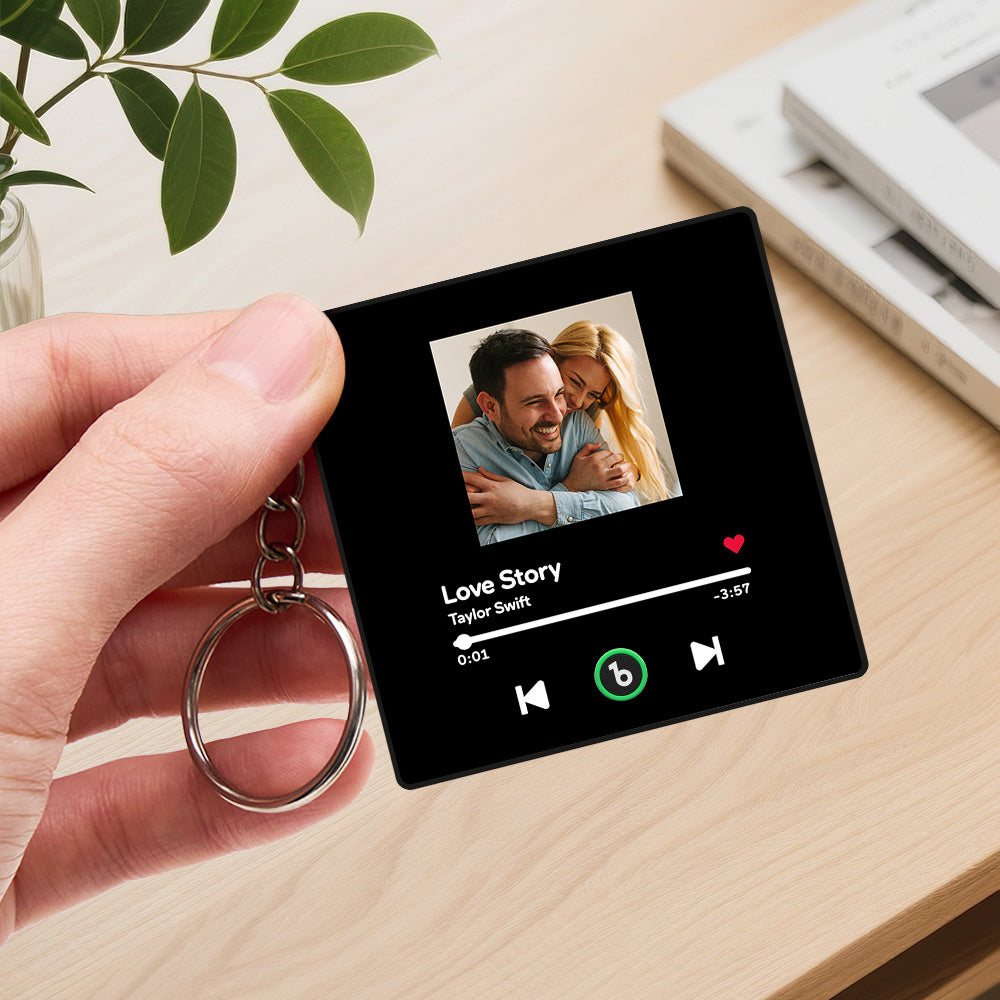 Kişiye Özel Fotoğraflı Müzikli Anahtarlık | USB’den Değiştirilebilir Şarkı | Mini Müzik Kutusu Hediyesi