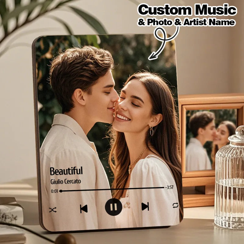 Kişiye Özel Müzik Çalan Fotoğraf Çerçevesi | Telefon Bağlantısı Olmadan Müzik Çalar | Ahşap Tasarım Hediye