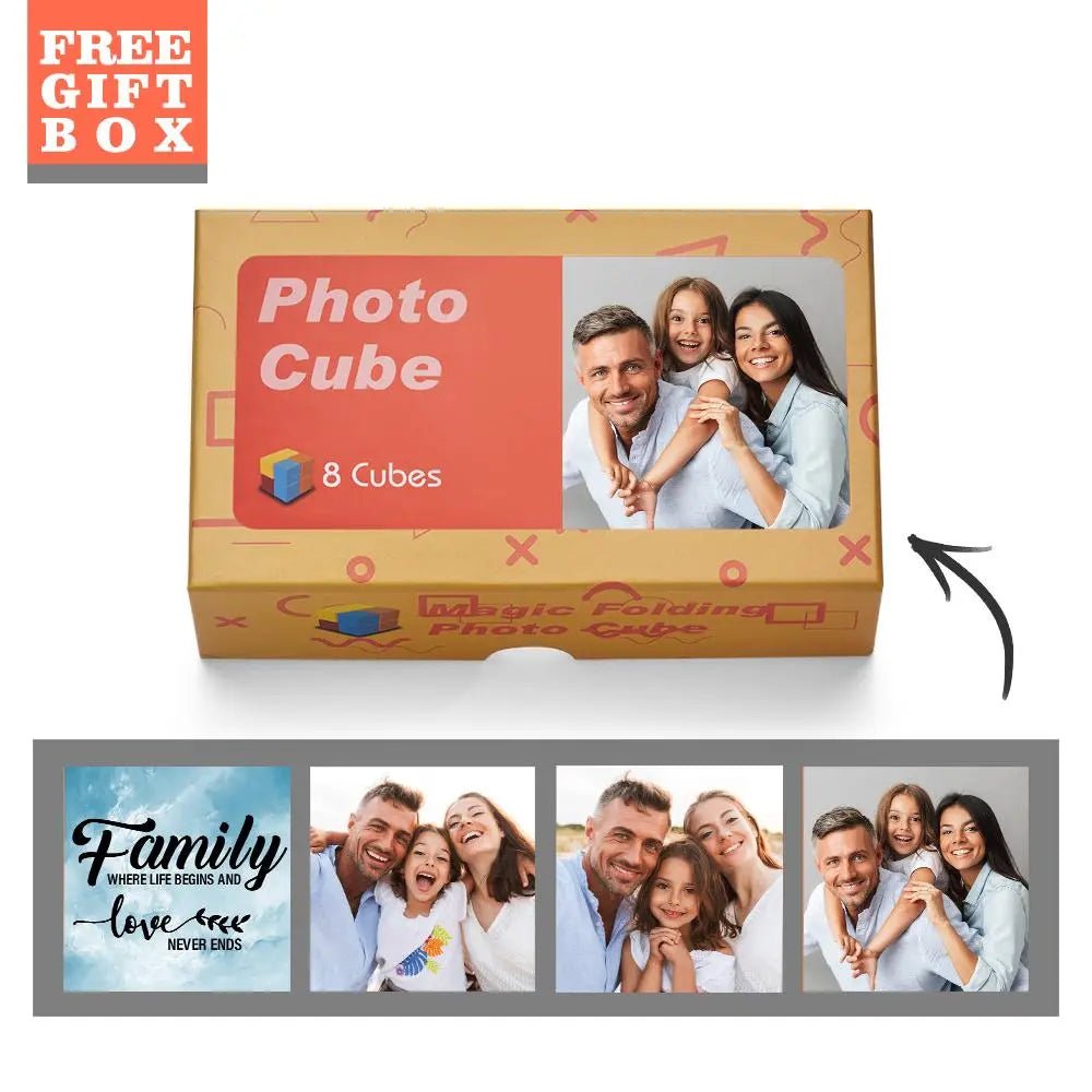Kişiselleştirilmiş Fotoğraf Küpü - Çoklu Fotoğraf Çerçevesi - Aile için Hediye - "Birlikte Aile Oluruz" Sihirli Küp - OnlineBazaar