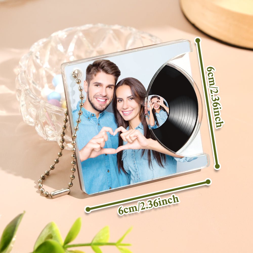 Kişiselleştirilmiş Müzik Anahtarlığı - Fotoğraflı Vinil Plak - NFC ile Dokun ve Çal - OnlineBazaar