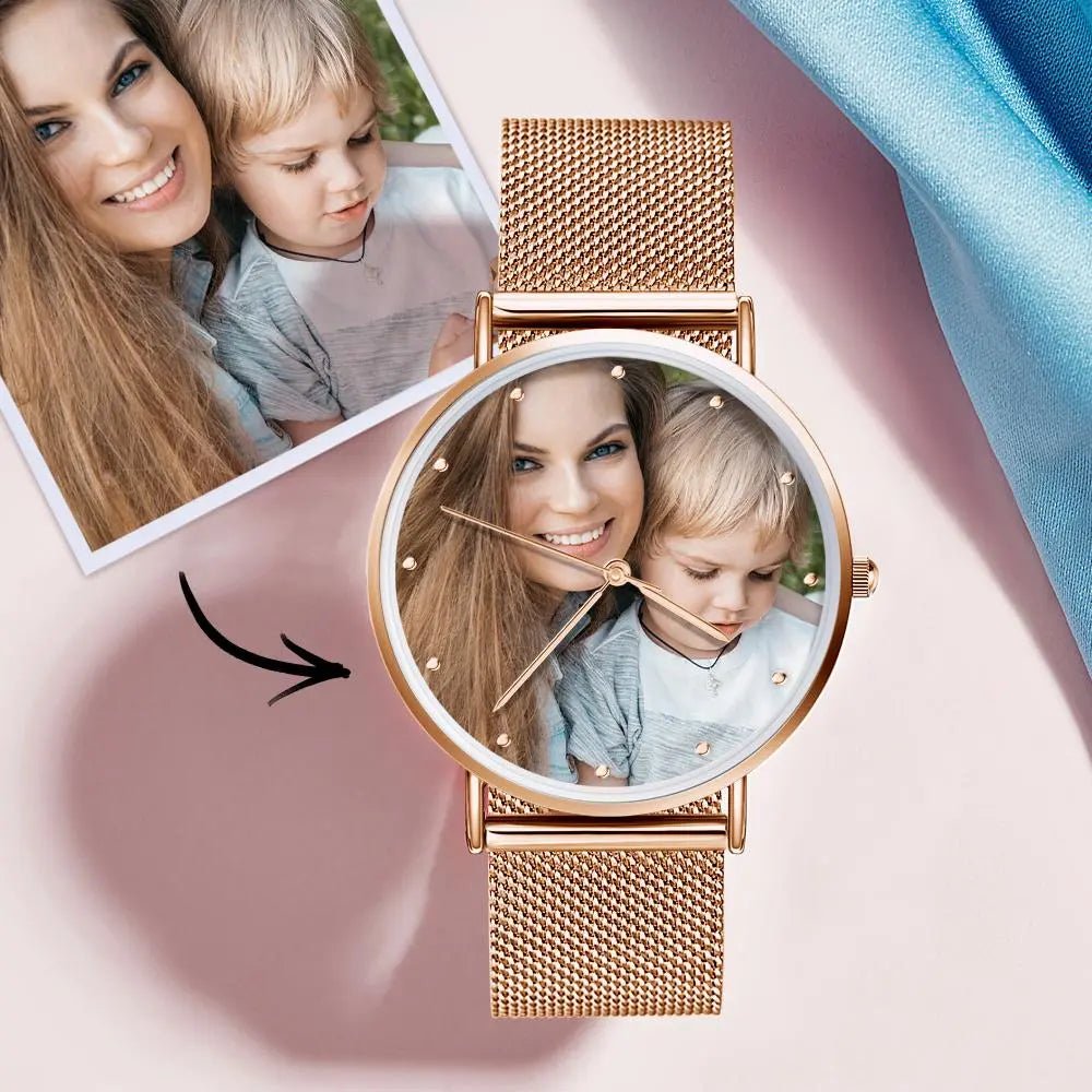 Kişiye Özel Fotoğraflı Unisex Metal Kordon Saat – 36mm / 40mm Seçenekli Gravürlü Model - OnlineBazaar