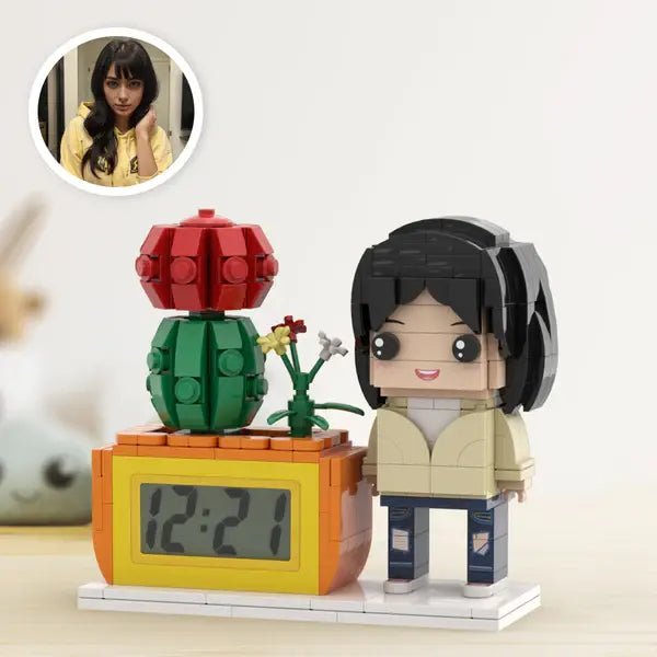 Kişiye Özel Saksılı Tuğla Figür Saat – Dekoratif Mini Bitki & Saatli Figür - OnlineBazaar
