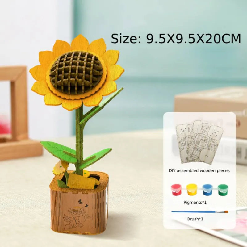 3D Ahşap Çiçek Yapboz – El Yapımı Anneler Günü Hediyesi!
