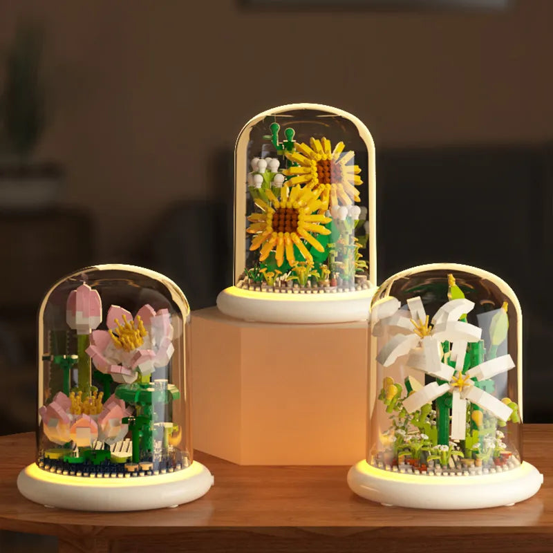 Lego Tarzı Solmayan Çiçek Buketleri – Yapboz Setiyle Dekoratif ve Eğlenceli Hediyeler!