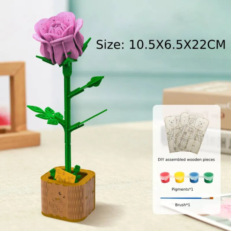 3D Ahşap Çiçek Yapboz – El Yapımı Anneler Günü Hediyesi!