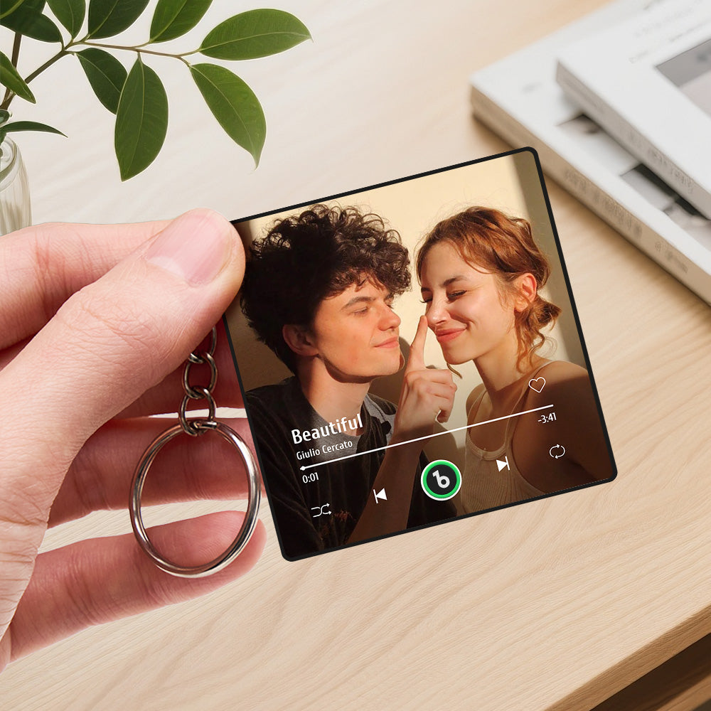 Kişiye Özel Fotoğraflı Müzikli Anahtarlık | USB’den Değiştirilebilir Şarkı | Mini Müzik Kutusu Hediyesi