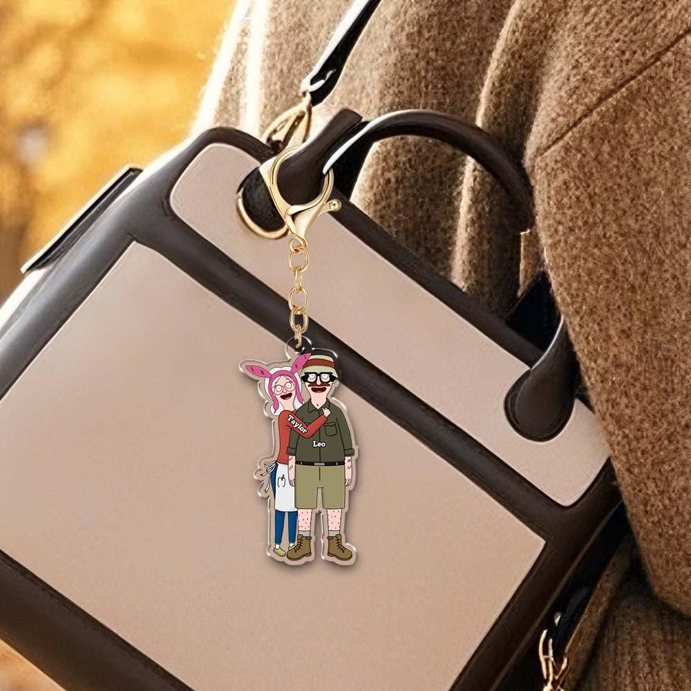 Kişiye Özel Karikatür Tarzı Fotoğraf Anahtarlık | Tek Taraflı Akrilik | Sevgiliye veya Arkadaşa Eğlenceli Hediye