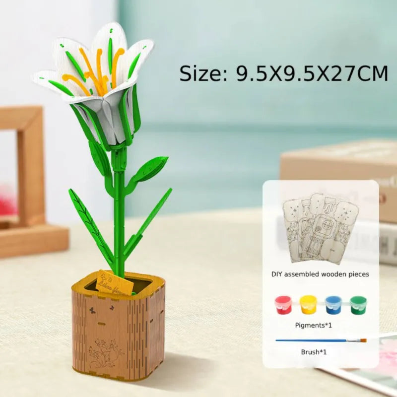 3D Ahşap Çiçek Yapboz – El Yapımı Anneler Günü Hediyesi!