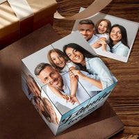 Kişiselleştirilmiş Fotoğraf Küpü - Çoklu Fotoğraf Çerçevesi - Aile için Hediye - "Birlikte Aile Oluruz" Sihirli Küp - OnlineBazaar